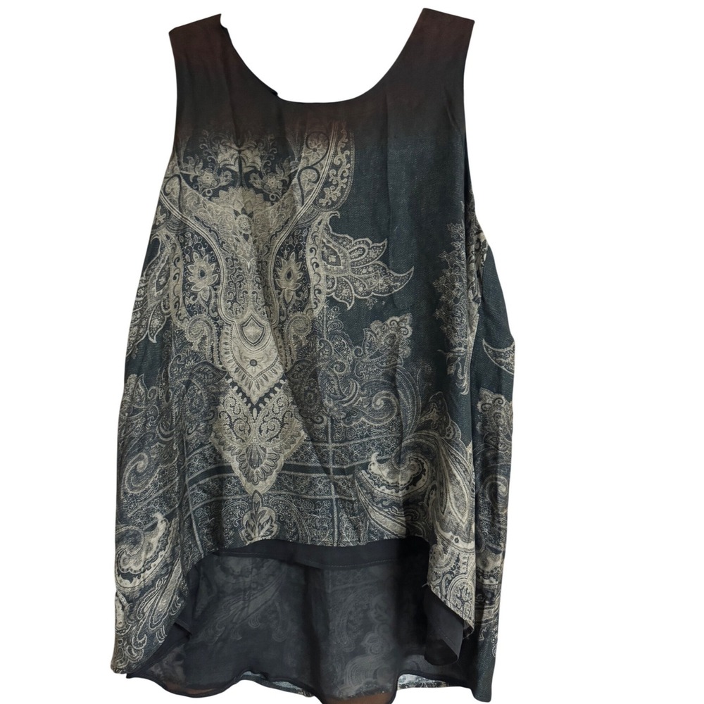 Lola & Sophie Womens Paisley Sleeveless Silk Viscose Blouse M